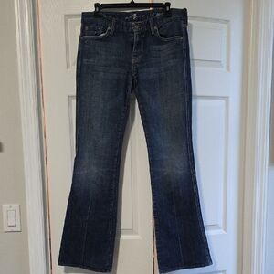 7 For All Mankind Blue Flare Wide Leg Jeans